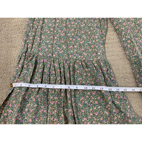 Easel Jumpsuit Womens Green Floral Wide Leg Sleeveless Boho Ruffle Overall L - Picture 9 of 10